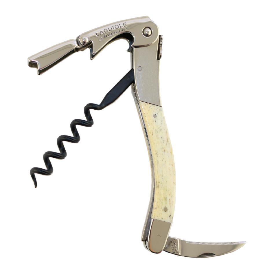 Laguiole wood and metal handle lever corkscrew