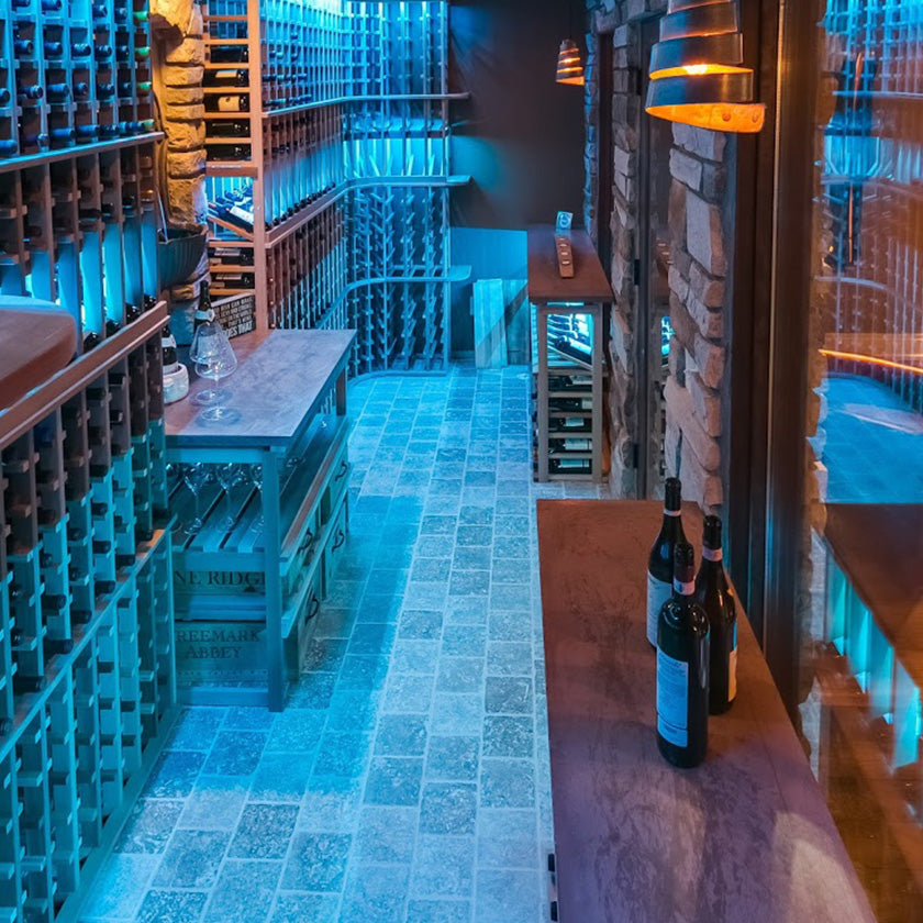 Custom wine cellar multi color lighting system
